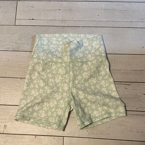 Mint Green Floral Athletic Shorts